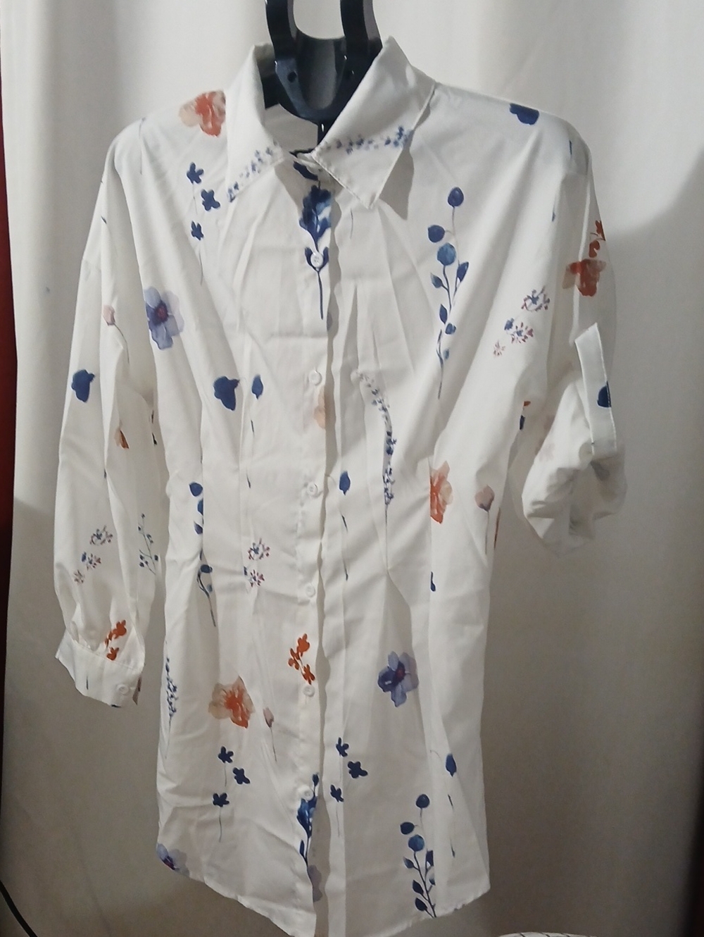 White Floral Button-Down Shirt for Women - Casual Elegance